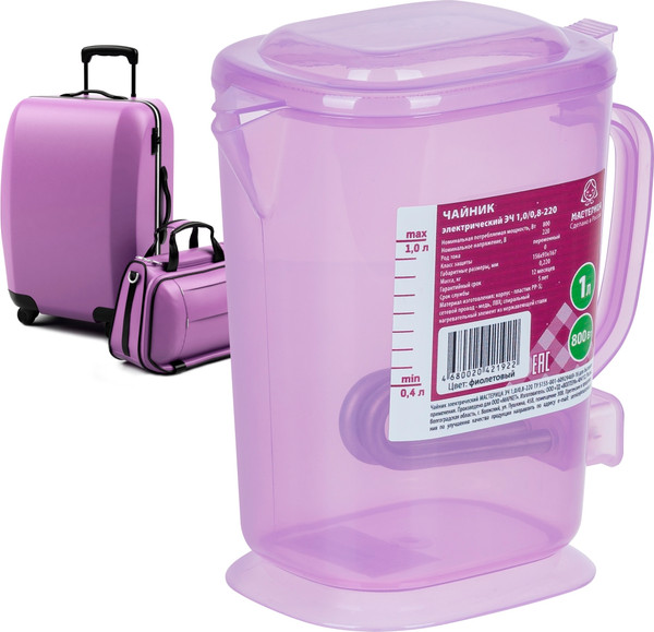 Изображение товара Электрочайник Мастерица ЭЧ-1.0/0.8-220 (сиреневый/прозрачный)