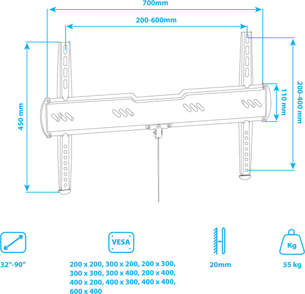 Изображение товара Кронштейн для телевизора Kromax Ultra Slim-100 (черный)
