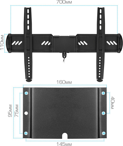 Изображение товара Кронштейн для телевизора Kromax Ultra Slim-100 (черный)