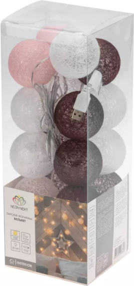 Изображение товара Тайские фонарики Neon-Night Вельвет 304-008 (3.5м, теплый белый)