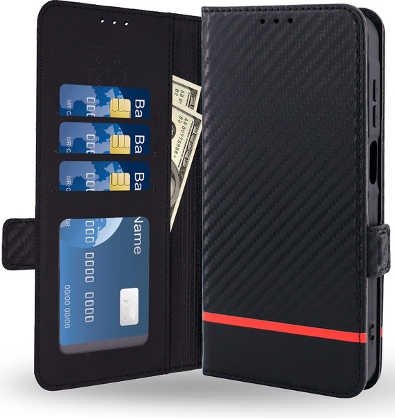 Изображение товара Чехол-книжка Case Book Tec. Spark Go 2024/20/20C/Infinix Hot 40i/Smart8/Tecno Pop8 (черный карбон, магнитная застежка)