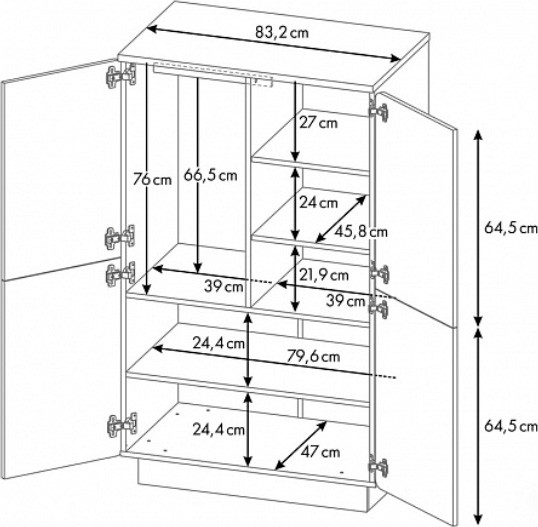 Изображение товара Шкаф Polini Kids Ameli 4005 2 секции / 0002762.174 (белый/дуб крафт золотой)
