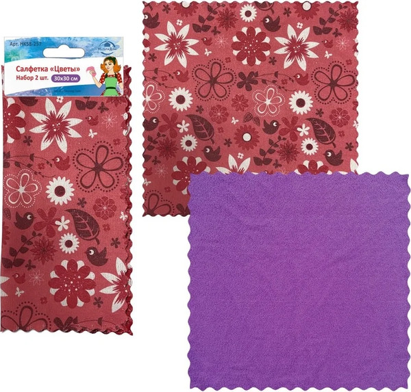 Изображение товара Набор салфеток хозяйственных Мультидом Цветы НК58-257 (2шт)