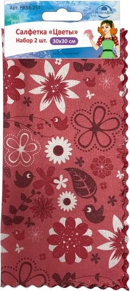 Изображение товара Набор салфеток хозяйственных Мультидом Цветы НК58-257 (2шт)