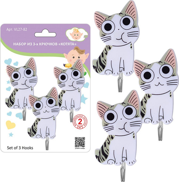 Изображение товара Набор крючков Мультидом Котята VL27-82 (3шт)