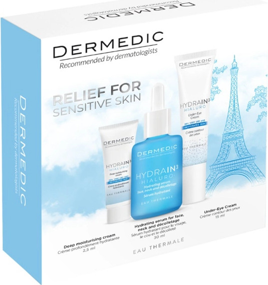 Изображение товара Набор косметики для лица Dermedic Hydrain3 Сыворотка 30мл+Крем для век 15мл+Крем 2.5мл