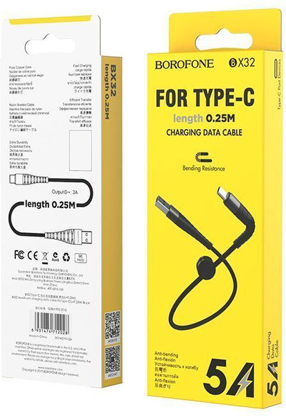 Изображение товара Кабель Borofone BX32 Type-C (0.25м, черный)