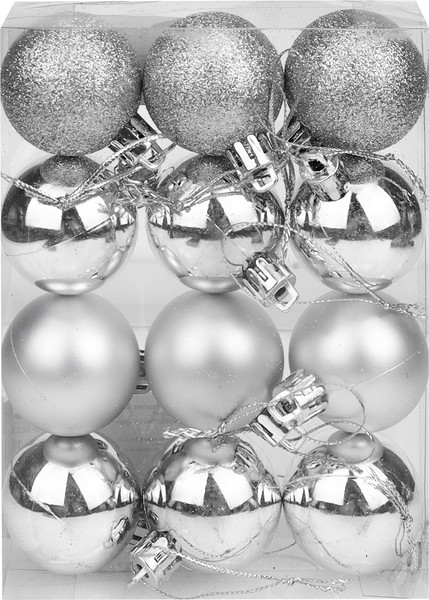 Изображение товара Набор шаров новогодних Miland Чудеса / НУ-5623 (12шт, 4см, серебряный с узором)