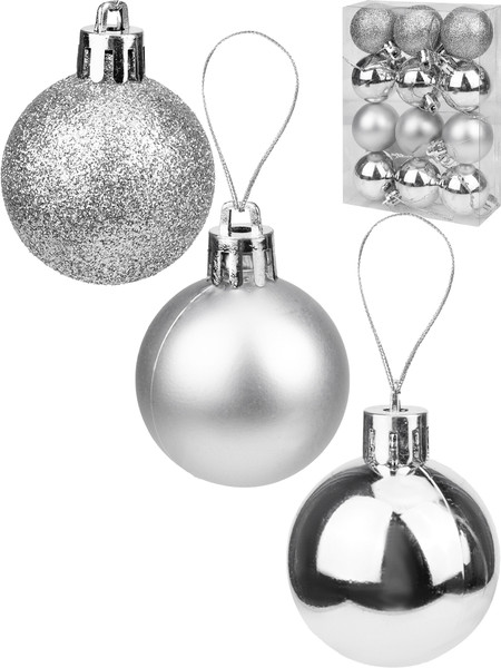 Изображение товара Набор шаров новогодних Miland Чудеса / НУ-5623 (12шт, 4см, серебряный с узором)