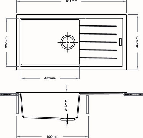 Изображение товара Мойка кухонная Longran Ultra ULS914.457 (оникс)
