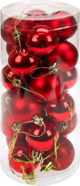 Изображение товара Набор шаров новогодних Miland Новогоднее настроение / НУ-3433 (24шт, 4см, красный)