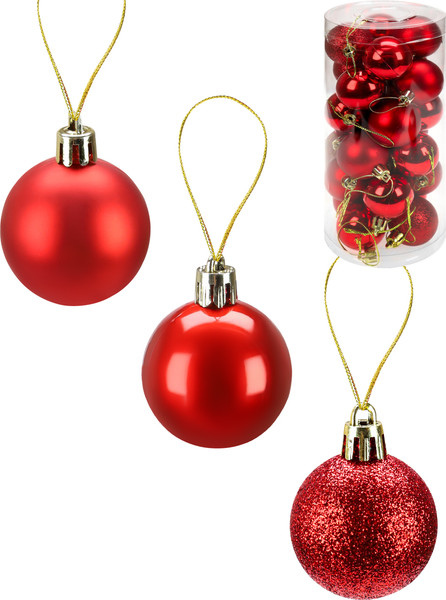 Изображение товара Набор шаров новогодних Miland Новогоднее настроение / НУ-3433 (24шт, 4см, красный)