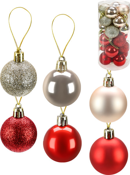 Изображение товара Набор шаров новогодних Miland Новогоднее настроение / НУ-3436 (25шт, 4см, золото/красный)