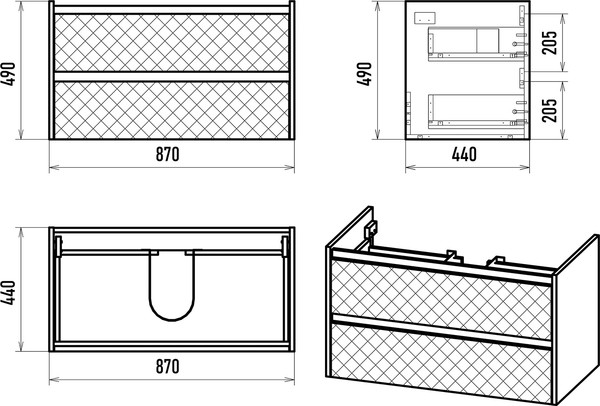 Изображение товара Тумба с умывальником Brevita Chester 90 / CHE-09090-49502Я+13090-KL