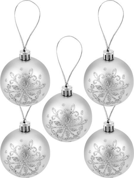 Изображение товара Набор шаров новогодних Miland С верхушкой / НУ-3605 (21шт, серебристый)