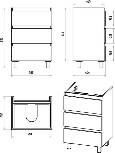 Изображение товара Тумба с умывальником Brevita Victory 60 / VIC-07060-0103Я+11060-KL
