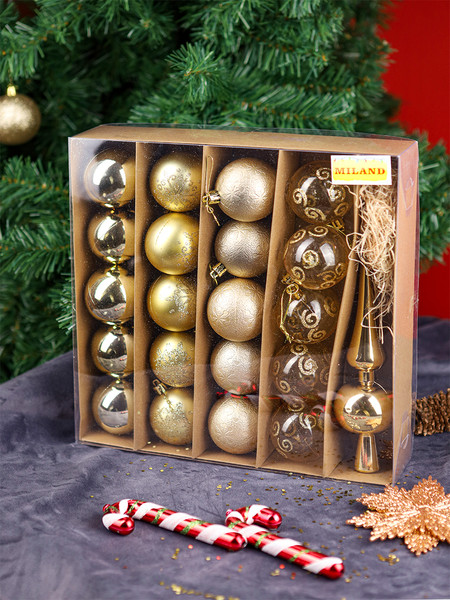 Изображение товара Набор шаров новогодних Miland С верхушкой / НУ-3607 (21шт, золото)