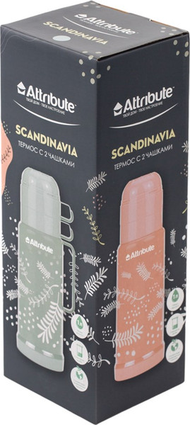 Изображение товара Термос для напитков Attribute Scandinavia ASK050 (1л, с двумя чашками)