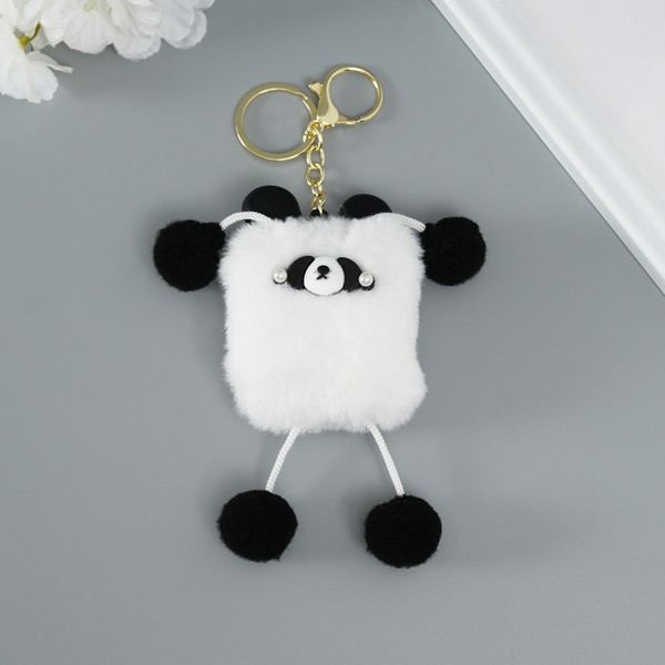Изображение товара Брелок Sima-Land Пушистик на кольце. Квадратная панда / 10702221 (белый)