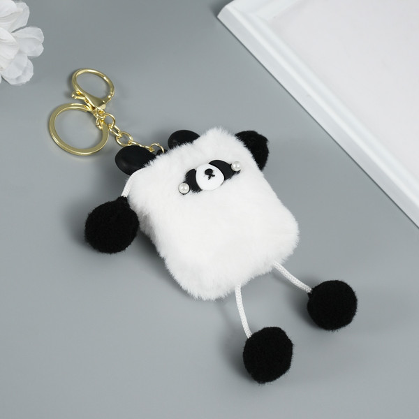 Изображение товара Брелок Sima-Land Пушистик на кольце. Квадратная панда / 10702221 (белый)