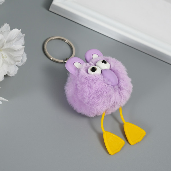 Изображение товара Брелок Sima-Land Пушистик на кольце. Большеглазая ворона / 10702209 (сиреневый)
