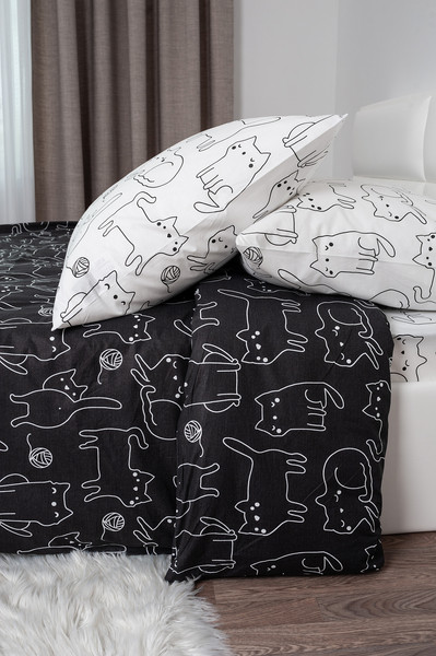 Изображение товара Комплект постельного белья Milanika Инь-янь Семейный (поплин)