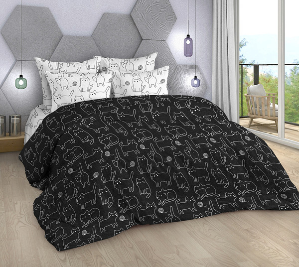 Изображение товара Комплект постельного белья Milanika Инь-янь Семейный (поплин)