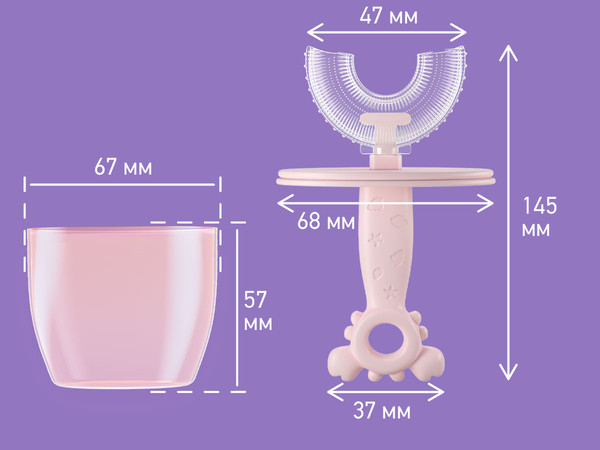 Изображение товара Зубная щетка для новорожденных ROXY-KIDS Крабик с футляром / RTM-005-P (розовый)