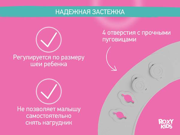 Изображение товара Нагрудник детский ROXY-KIDS Сладкие щечки / RBN-402GR (серый)