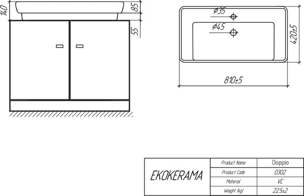 Изображение товара Тумба с умывальником Brevita Enfida 100 / ENF-06100-0343Я+0117