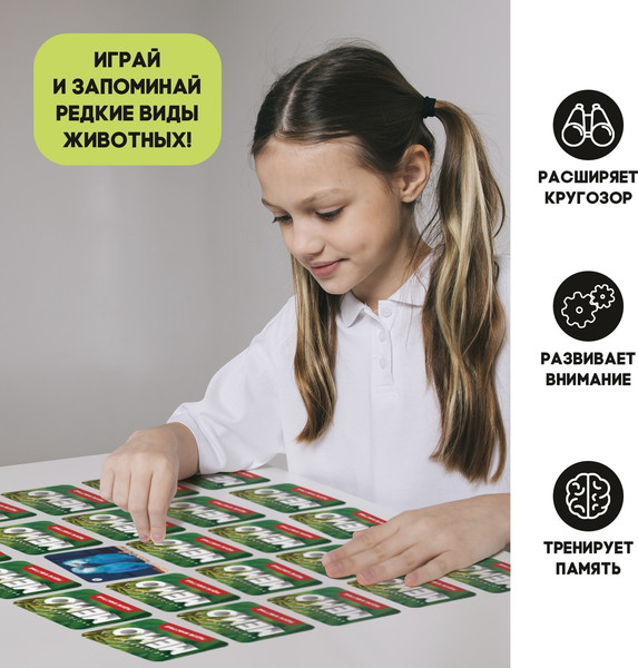 Изображение товара Настольная игра Лас Играс Kids. Мемо. Редкие животные / 9491134