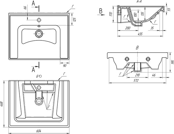 Изображение товара Тумба с умывальником Brevita Dallas 60 / DAL-01060-074П+641587
