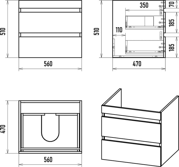 Изображение товара Тумба с умывальником Misty Коломбо 60 / П-Кол06060-011П2Я+5217120