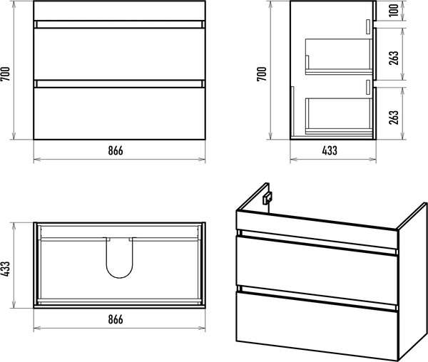 Изображение товара Тумба с умывальником Misty Мира 90 / П-Мир-01090-012Я+13090-KL