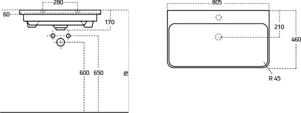 Изображение товара Тумба с умывальником Brevita Victory 80 / VIC-09080-0802Я+11080-KL
