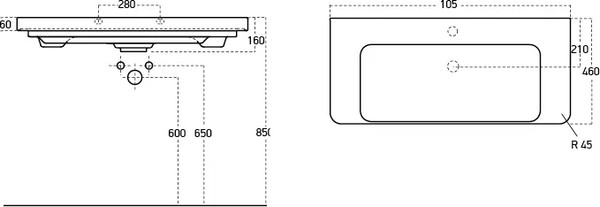Изображение товара Тумба с умывальником Brevita Victory 105 / VIC-09105-0102Я+11105-KL