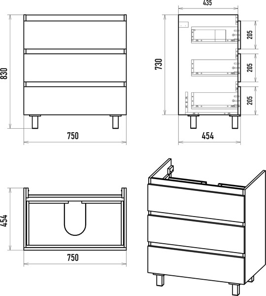 Изображение товара Тумба с умывальником Brevita Victory 80 / VIC-07080-50-03Я+11080-KL