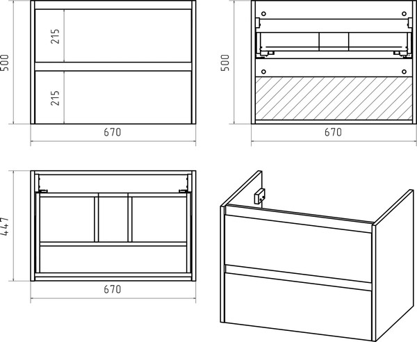 Изображение товара Тумба с умывальником Brevita Dallas 70 / DAL-01070-074П+641600