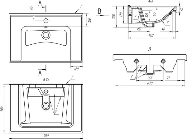 Изображение товара Тумба с умывальником Brevita Dallas 70 / DAL-01070-074П+641600