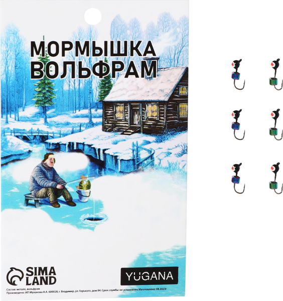 Изображение товара Мормышка Yugana Дробь с кубом / 10104511 (черный/красный)