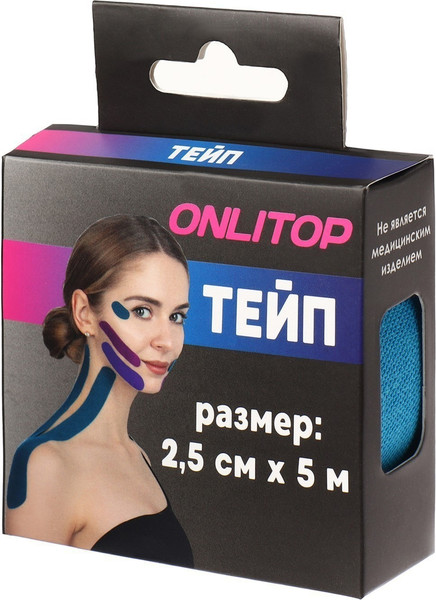 Изображение товара Кинезио тейп Onlytop 9408639 (2.5x500см, синий)