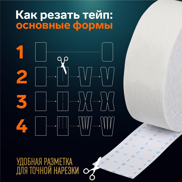 Изображение товара Кинезио тейп Onlytop 9408666 (2.5x500см, белый)
