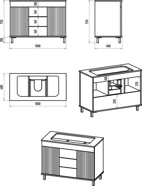 Изображение товара Тумба с умывальником Brevita Enfida 100 / ENF-06100-0143Я+0117
