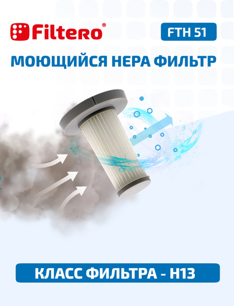 Изображение товара Комплект фильтров для пылесоса Filtero FTH 51