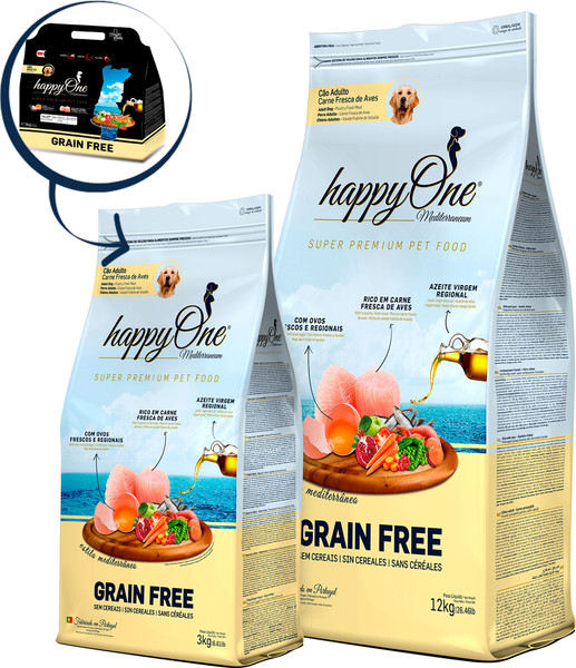Изображение товара Сухой корм для собак HappyOne Mediterraneum беззерновой со свежим яйцом и свежим мясом птицы (3кг)