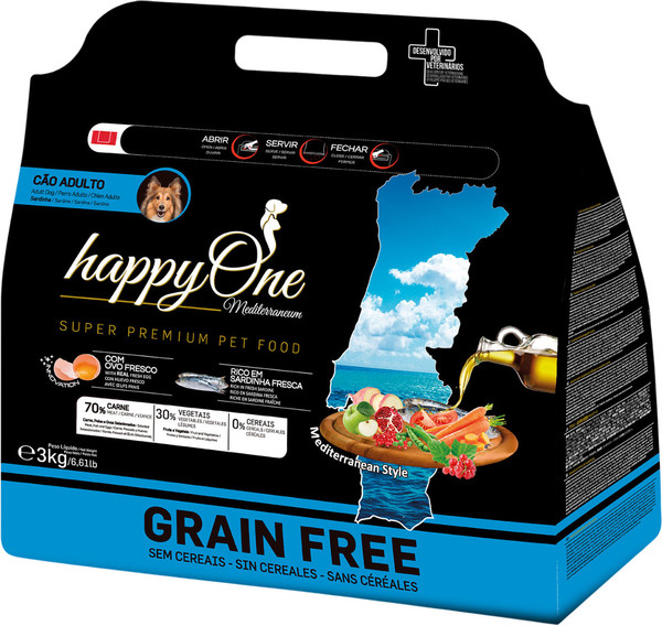 Изображение товара Сухой корм для собак HappyOne Mediterraneum беззерновой со свежим яйцом и свежей сардиной (3кг)