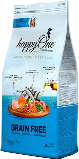 Изображение товара Сухой корм для собак HappyOne Mediterraneum беззерновой со свежим яйцом и свежей сардиной (12кг)