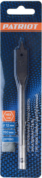 Изображение товара Сверло PATRIOT По дереву перовое 12х150мм / 815010182