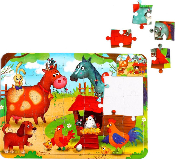 Изображение товара Развивающая игра Puzzle Time На ферме. С раскраской / 4659721 (34эл)