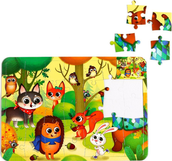 Изображение товара Развивающая игра Puzzle Time Лесные зверята. С раскраской / 4659720 (34эл)